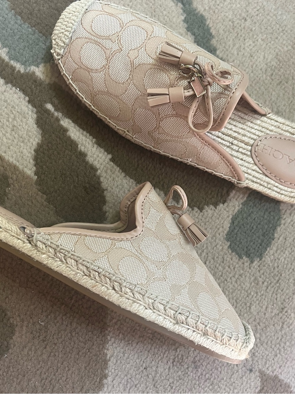 NWOB! Coach Cassidy Espadrille Mule Slide, Champagne, Size 37 IT / 6.5 US - Picture 5 of 5